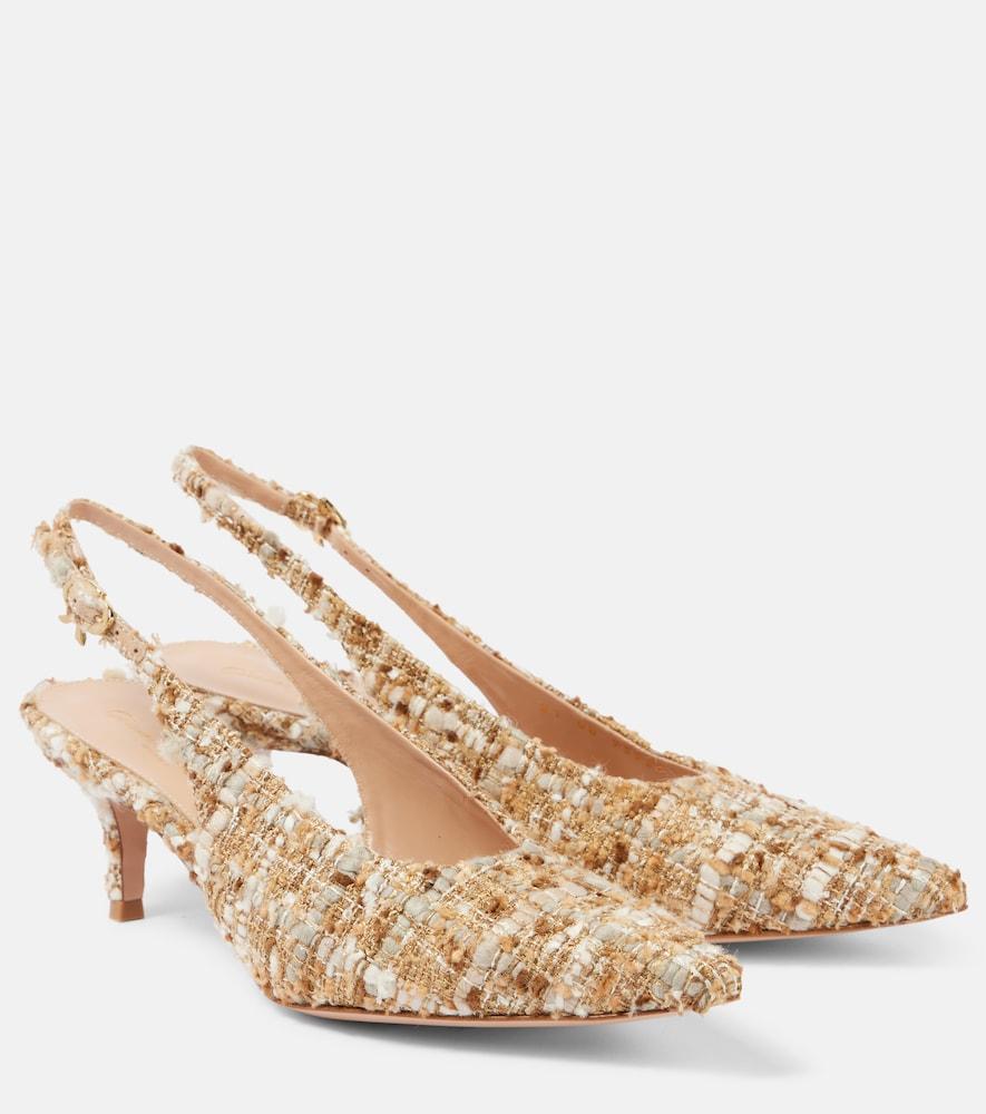 gianvito rossi pointy 55 bouclé slingback pumps