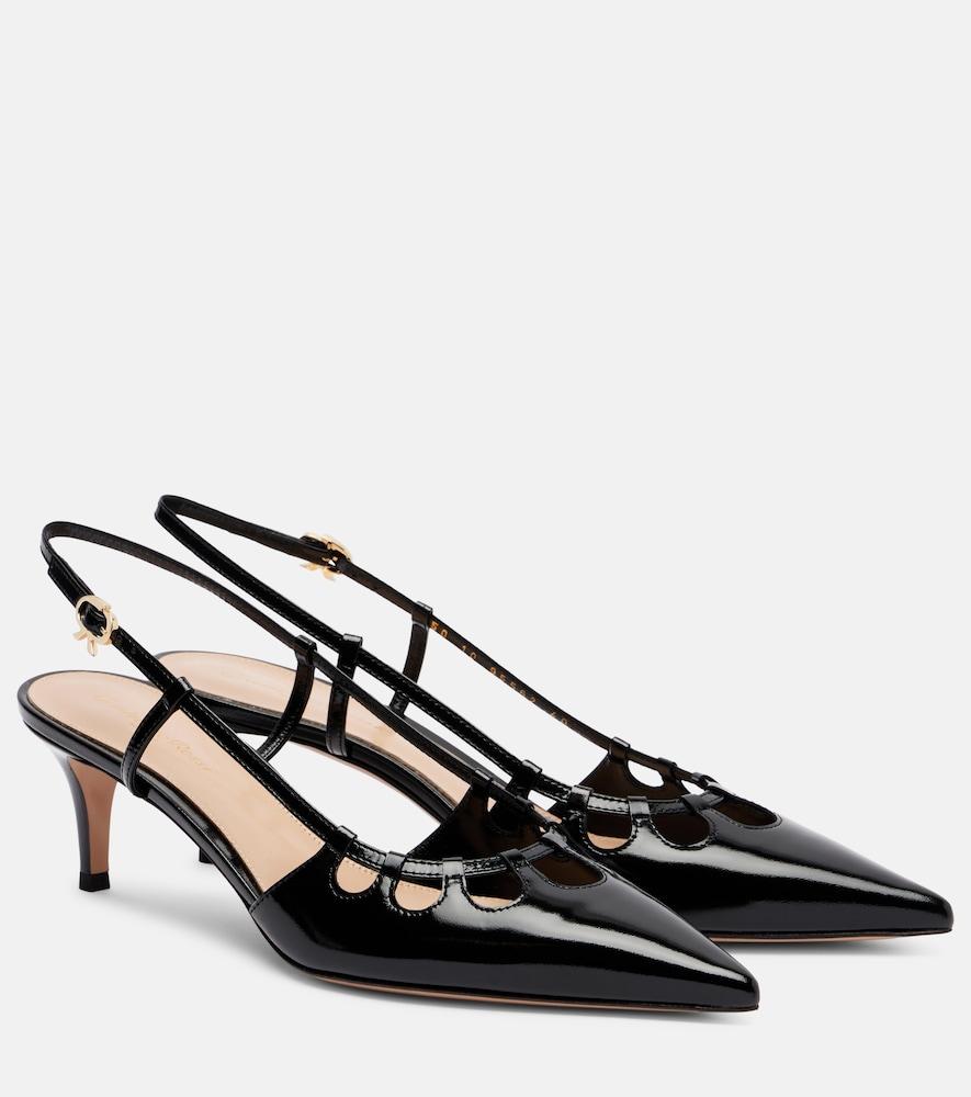 gianvito rossi pointy 55 patent leather slingback pumps