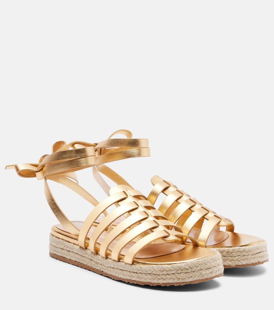 gianvito rossi pompei metallic leather espadrille sandals