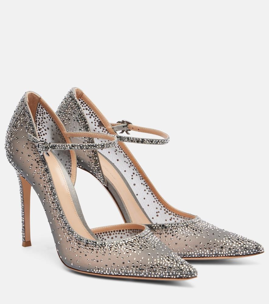 gianvito rossi rania 105 embellished suede mary jane pumps