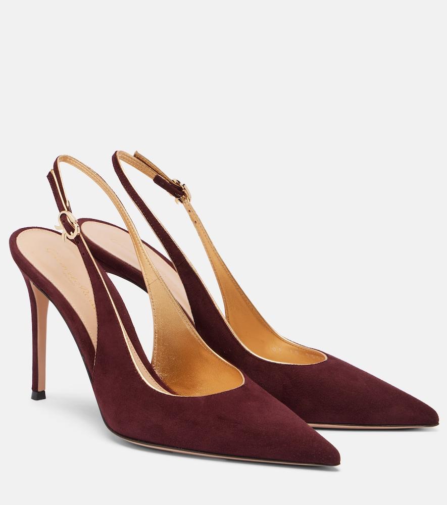 gianvito rossi ribbon sling 95 suede slingback pumps