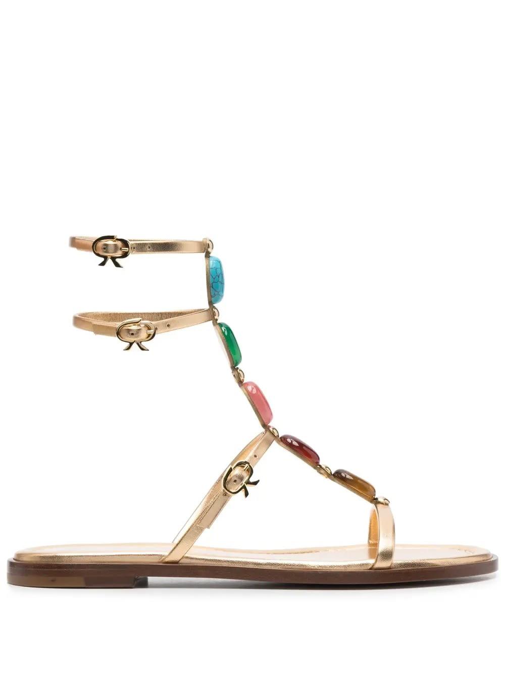gianvito rossi shanti 05 sandals in gold metallic leather