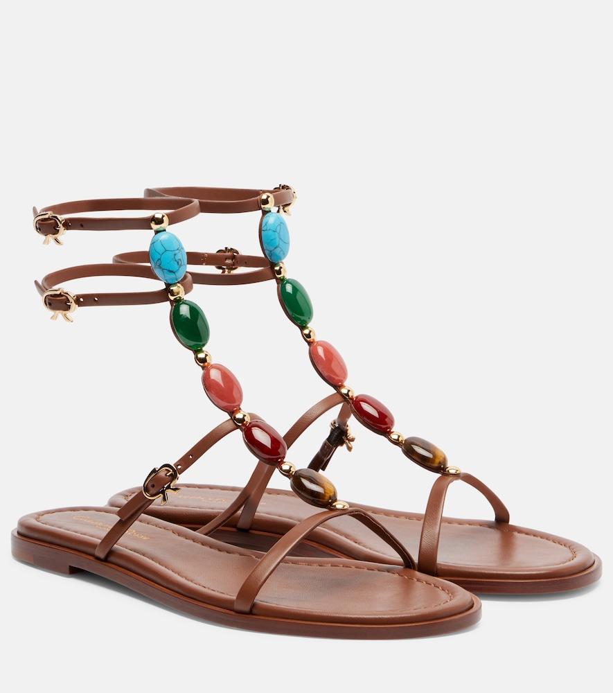 gianvito rossi shanti embellished leather sandals