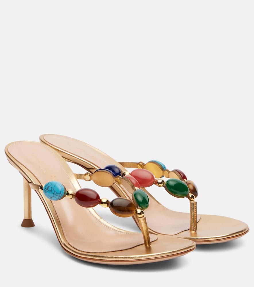gianvito rossi shanti embellished leather thong sandals