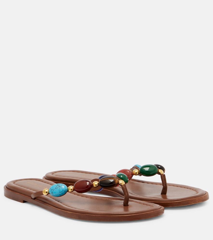 gianvito rossi shanti embellished leather thong sandals