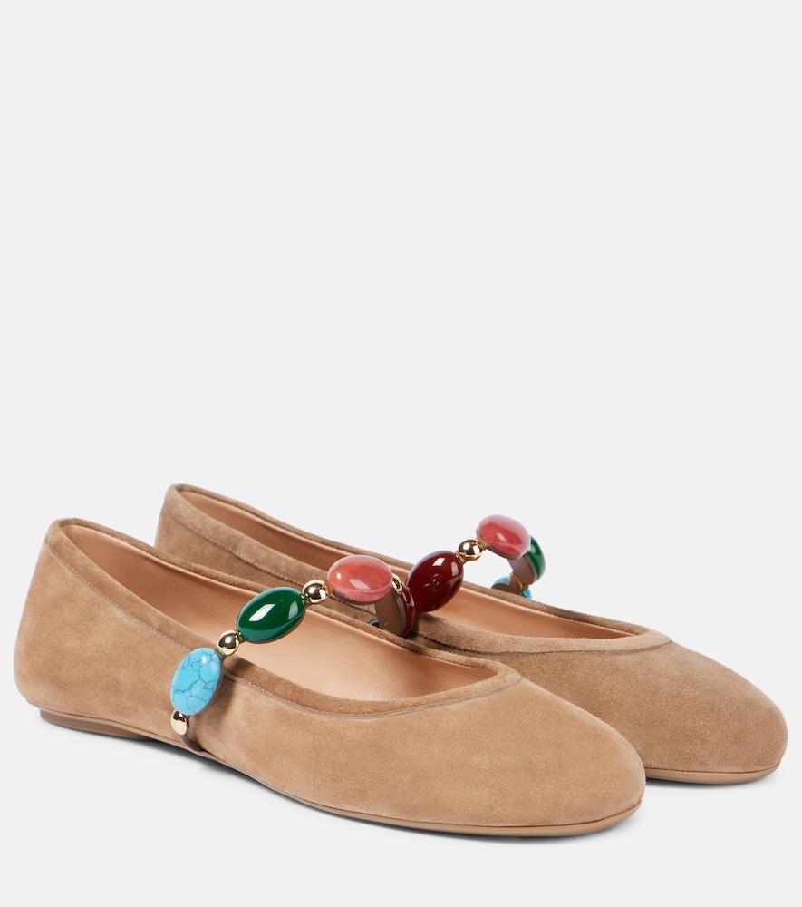 gianvito rossi shanti embellished suede ballet flats