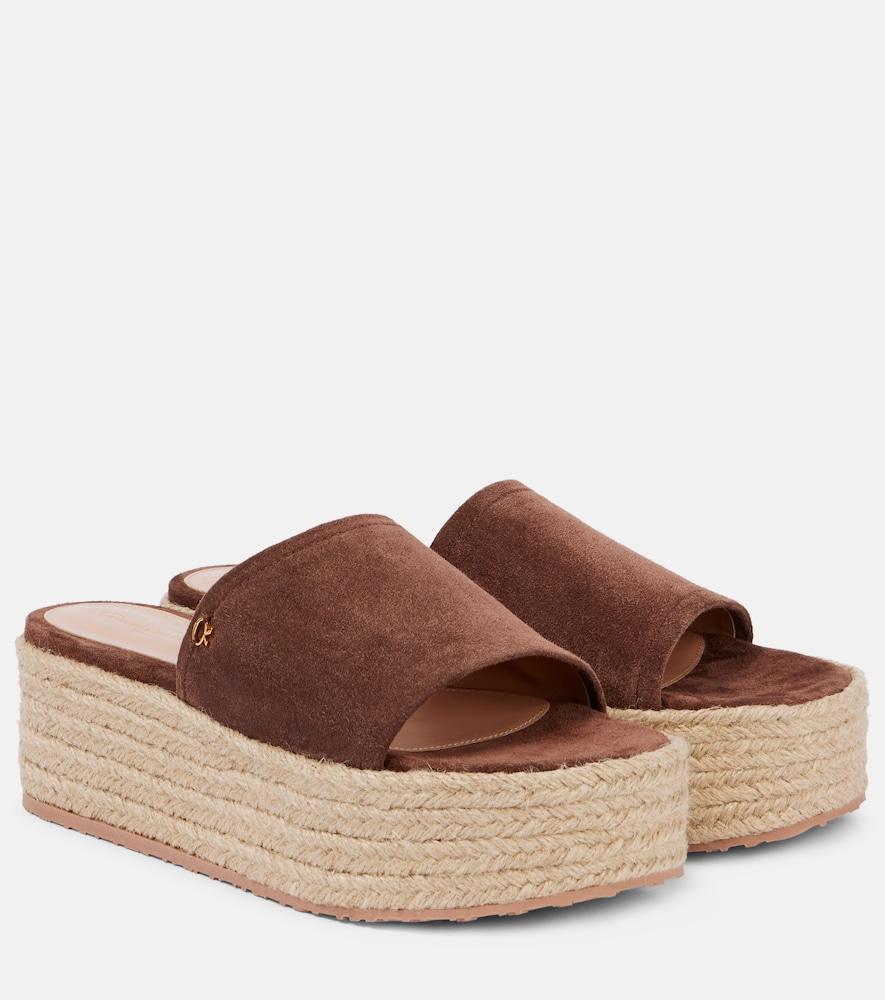 gianvito rossi suede platform espadrille slides