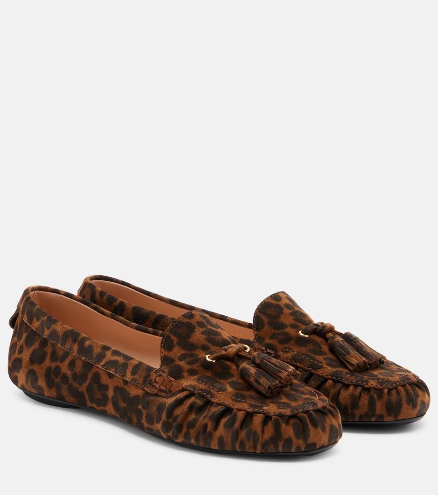 gianvito rossi théa leopard-print suede loafers