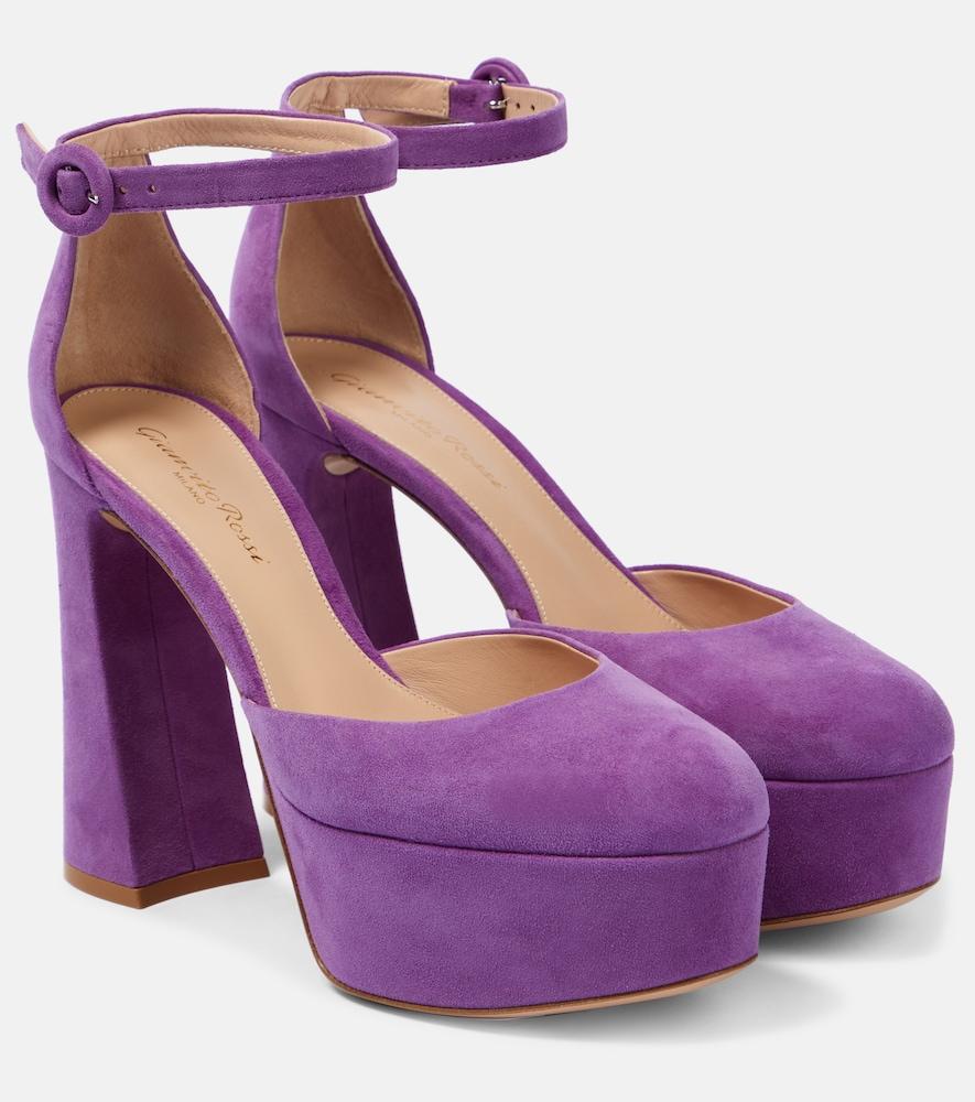 gianvito rossi vernice platform suede pumps
