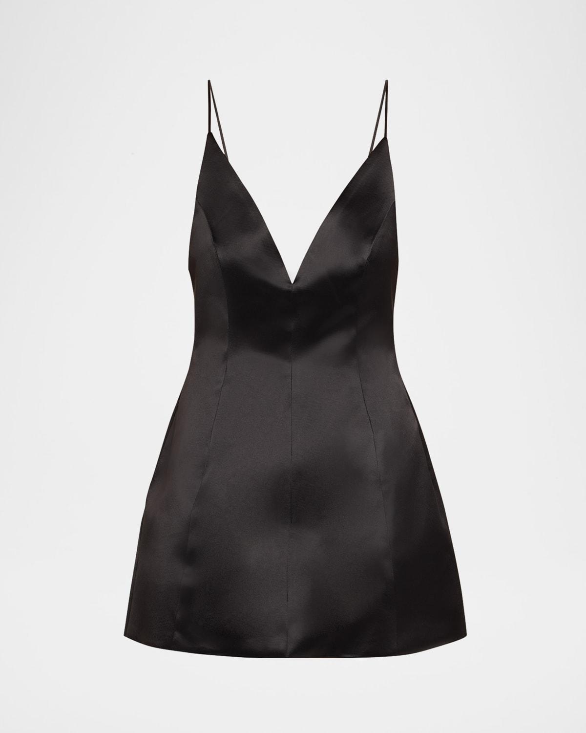 giavanna plunging satin mini dress