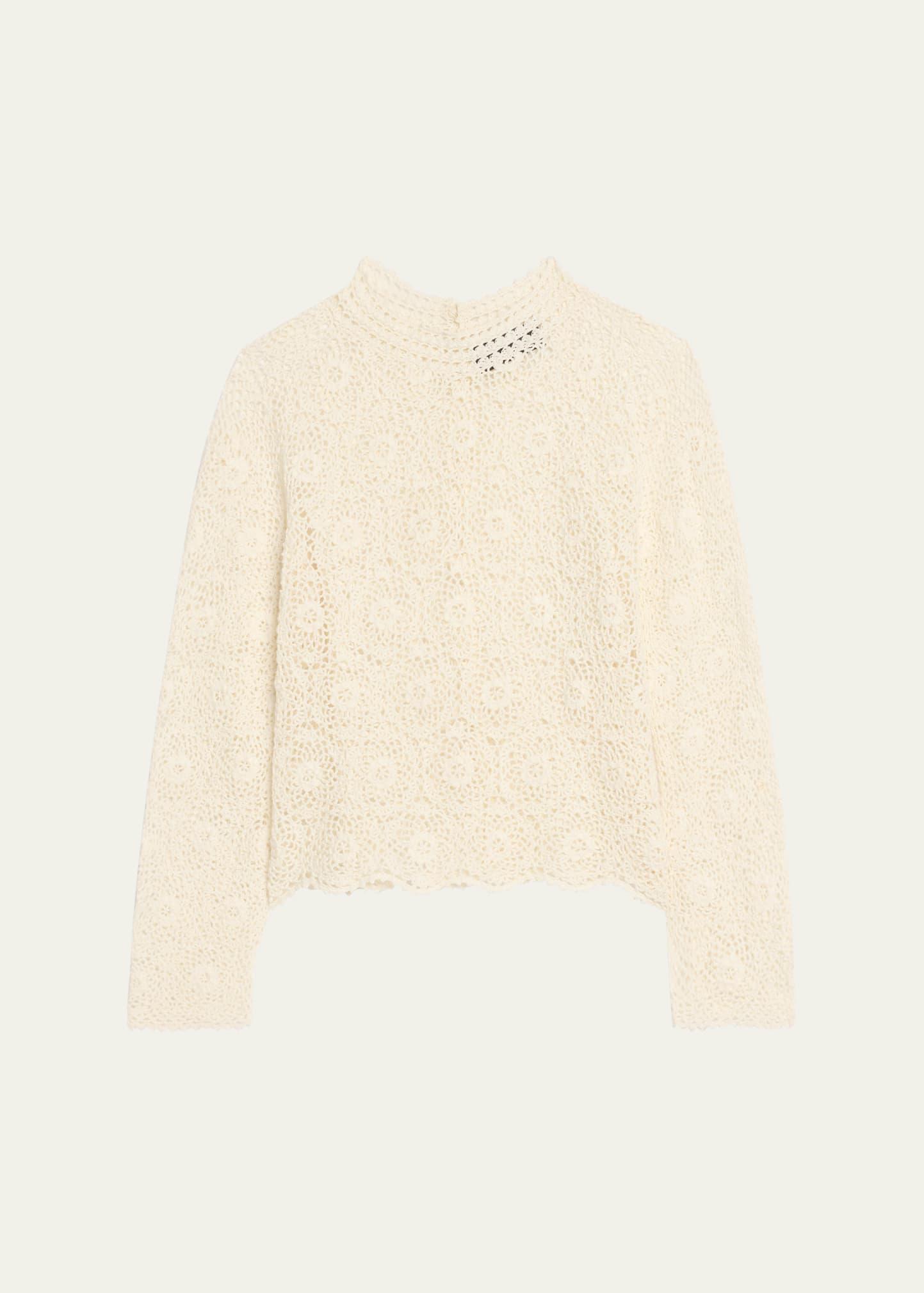 gibson scallop floral lace sweater