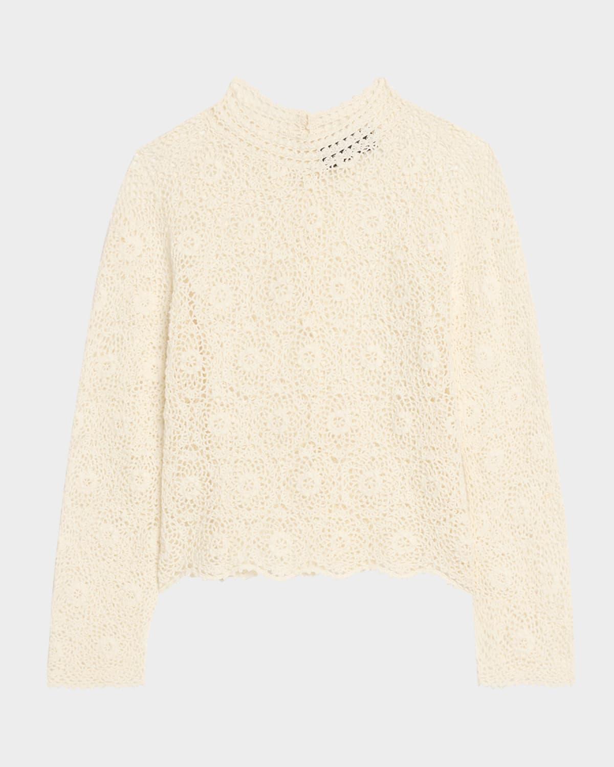 gibson scallop floral lace sweater