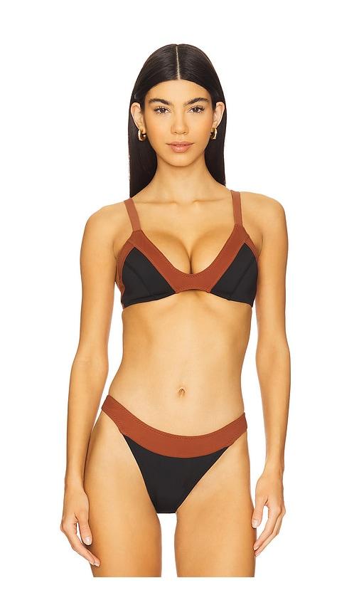 gigi c brett bikini top in black.