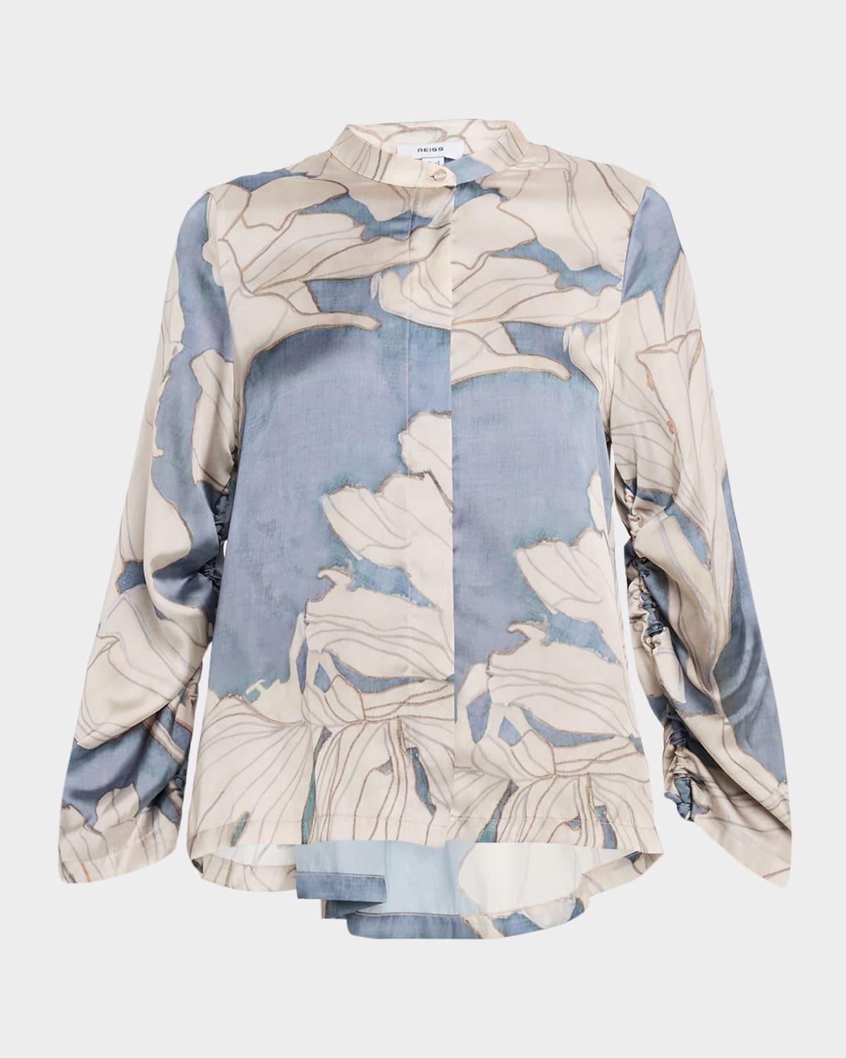 gigi cutout floral-print satin shirt