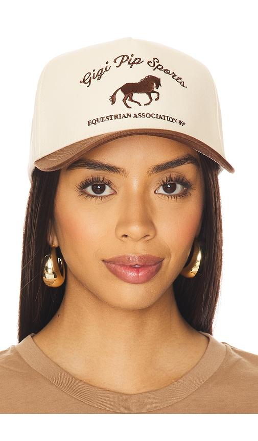 gigi pip sports trucker hat in brown.