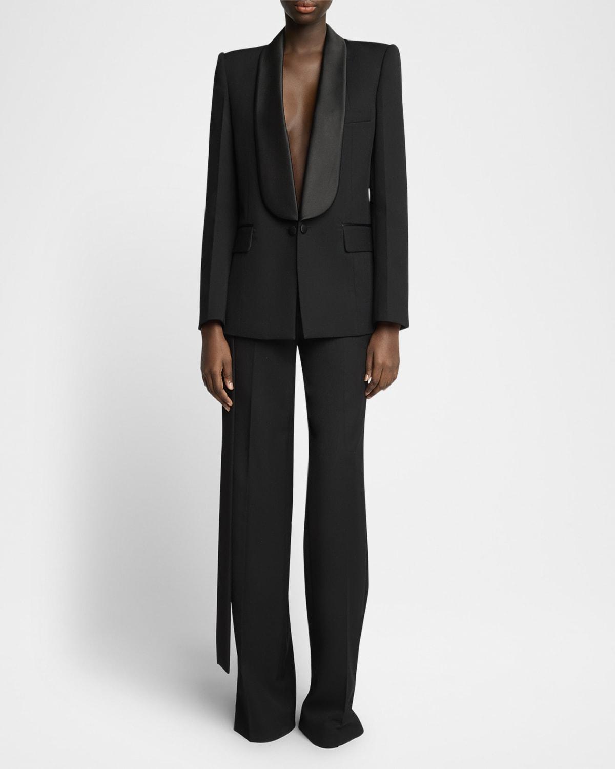 gigi wool-blend satin-trim trousers