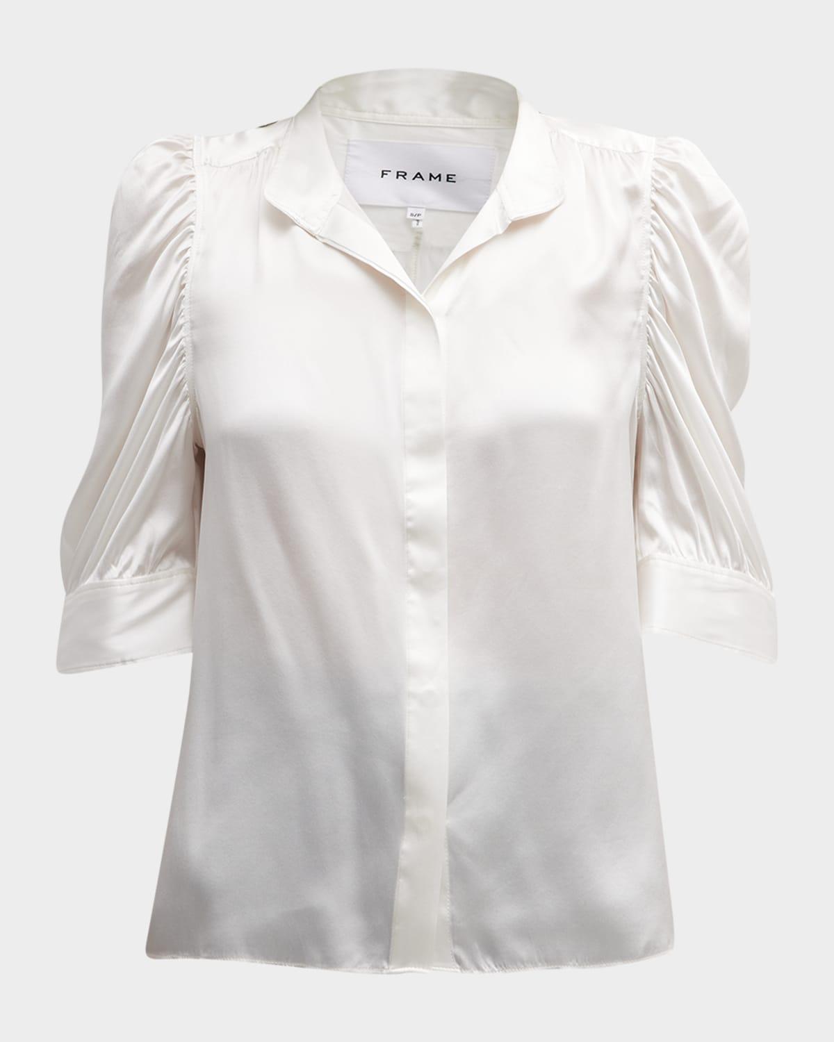 gillian silk ruched sleeve top