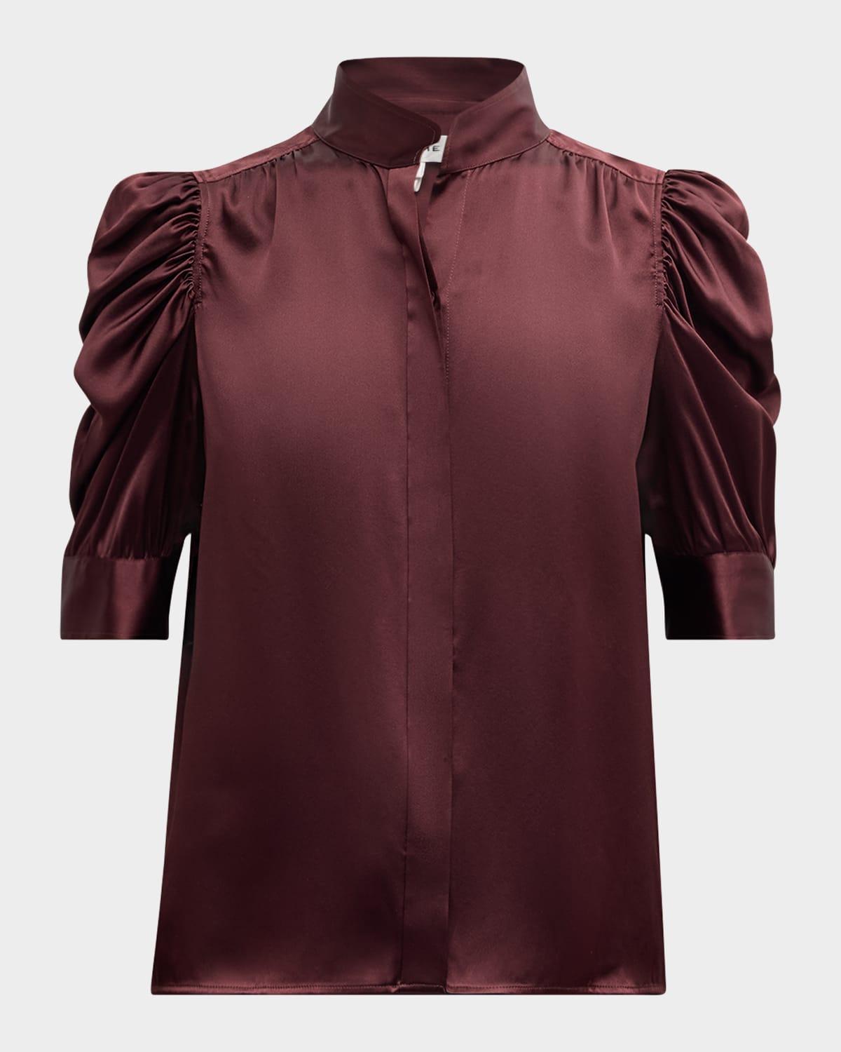 gillian silk ruched sleeve top