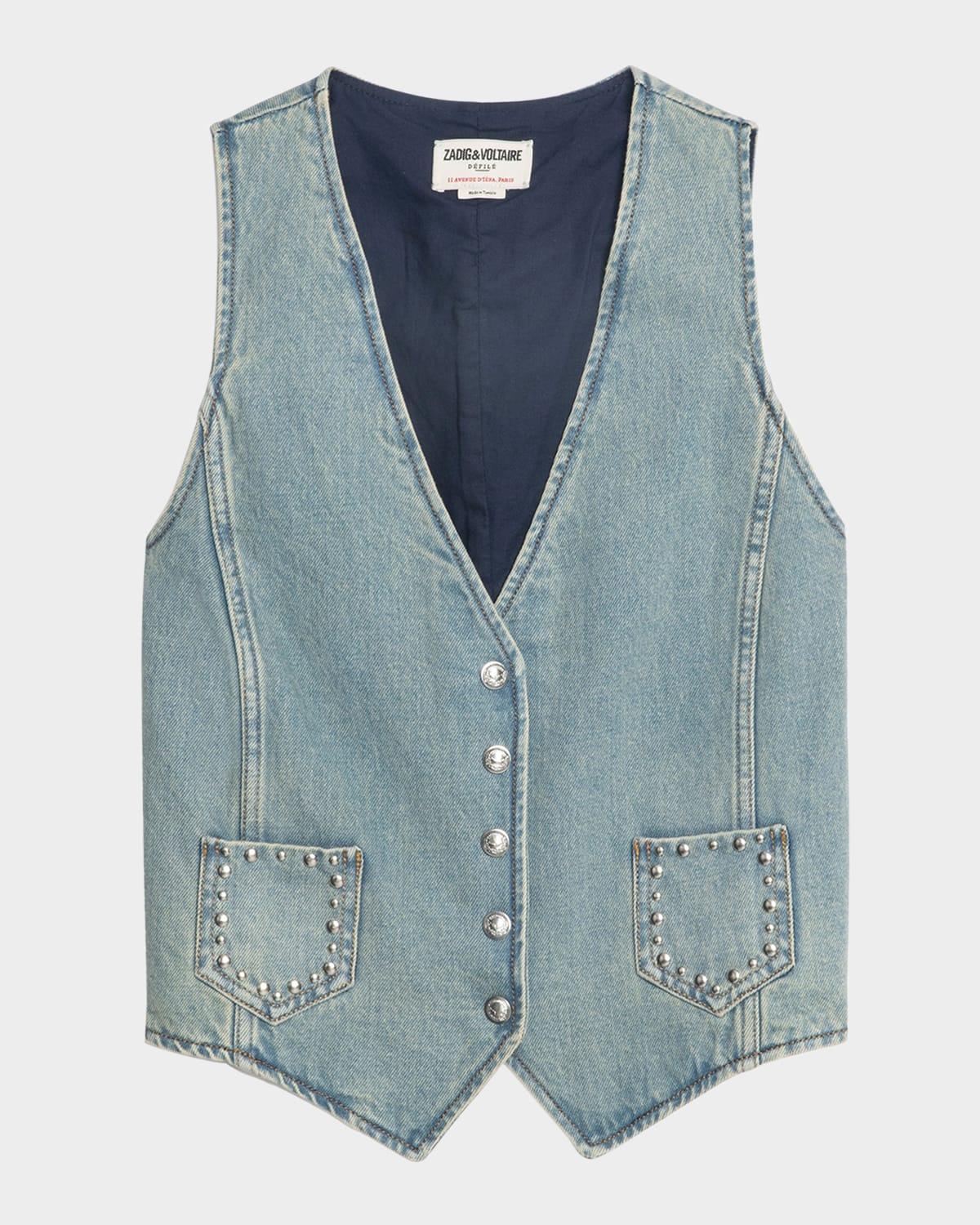 gillier studded denim vest