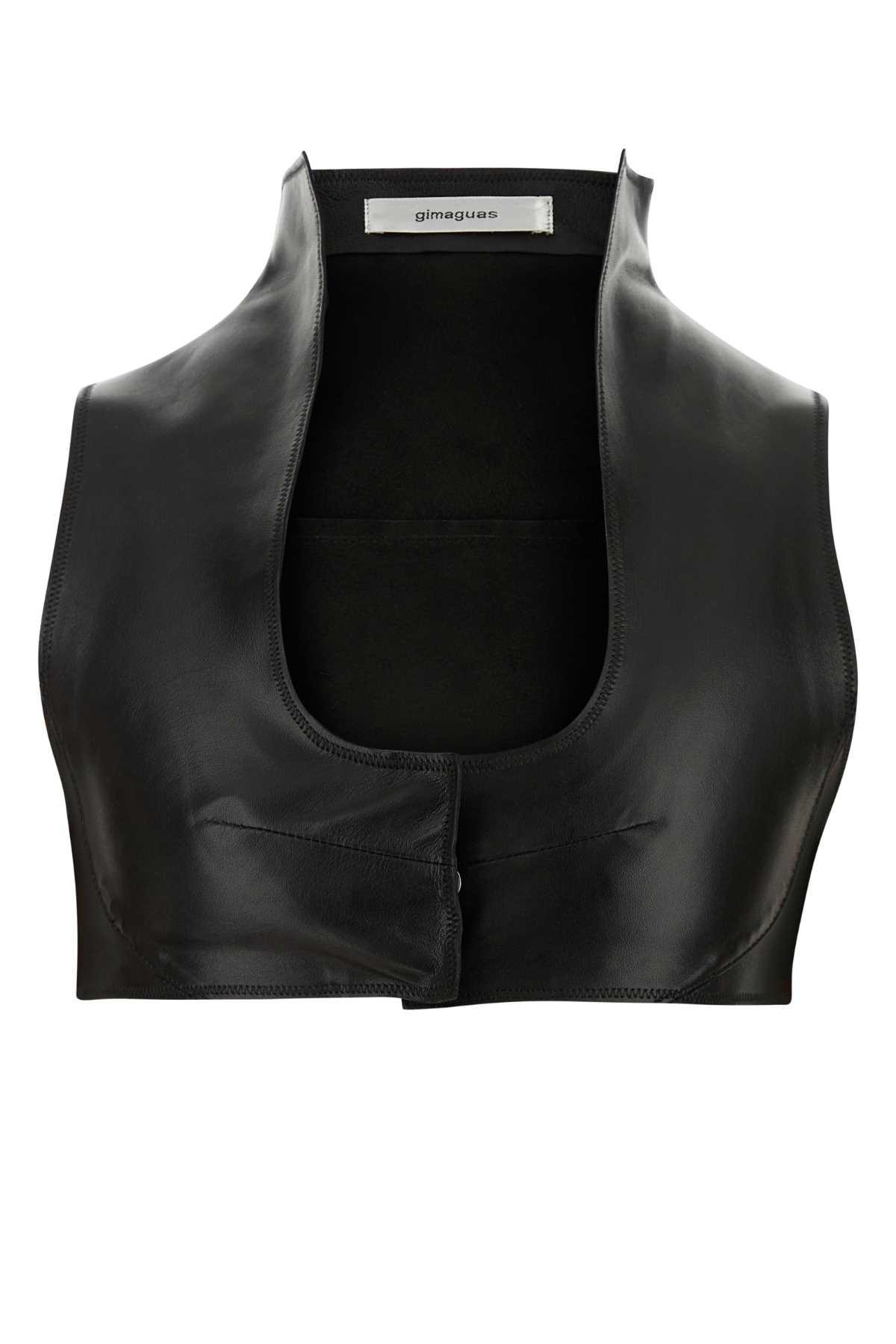 gimaguas black leather jill crop-top