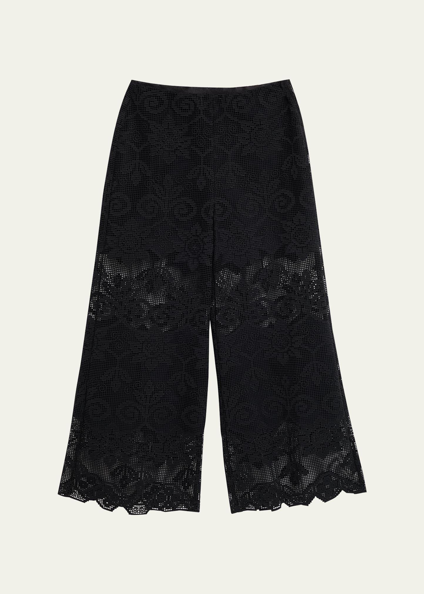 gina wide-leg geometric floral lace pants