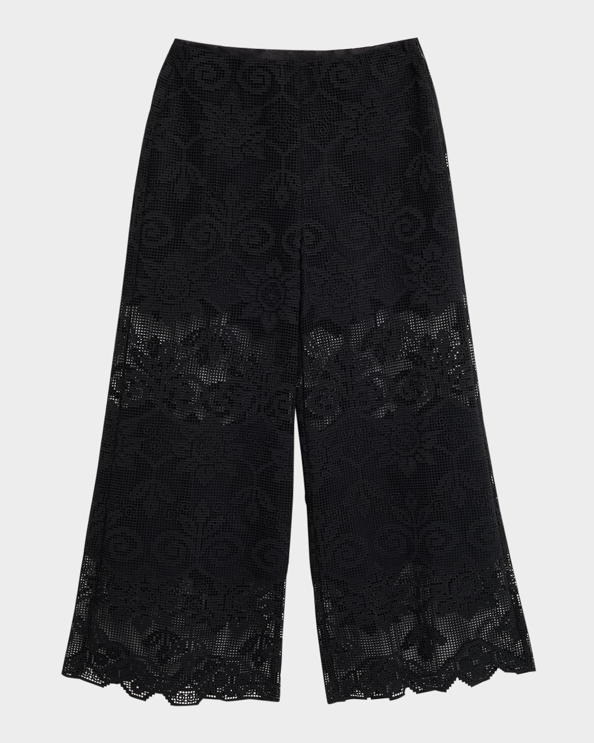 gina wide-leg geometric floral lace pants