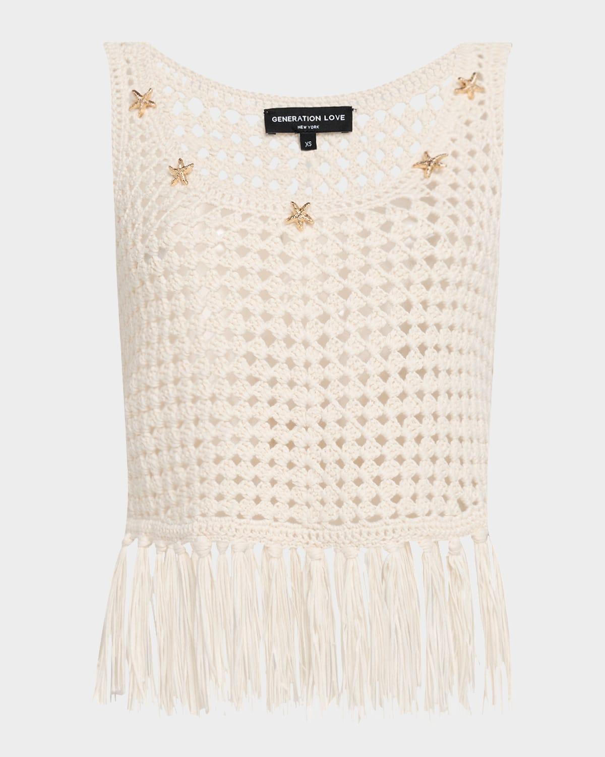 ginger embellished crochet fringe tank top