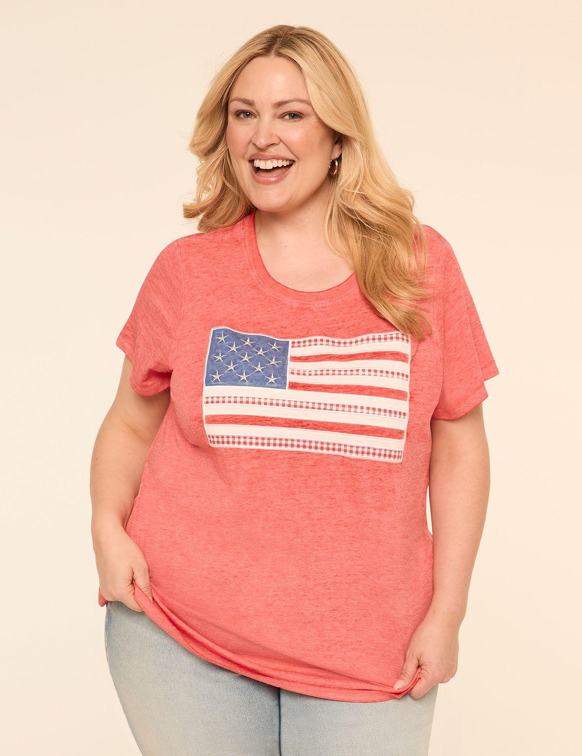 gingham american flag graphic tee