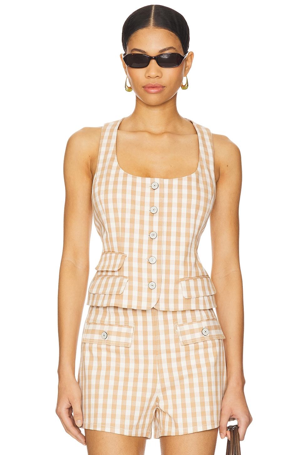 gingham denim lovina top