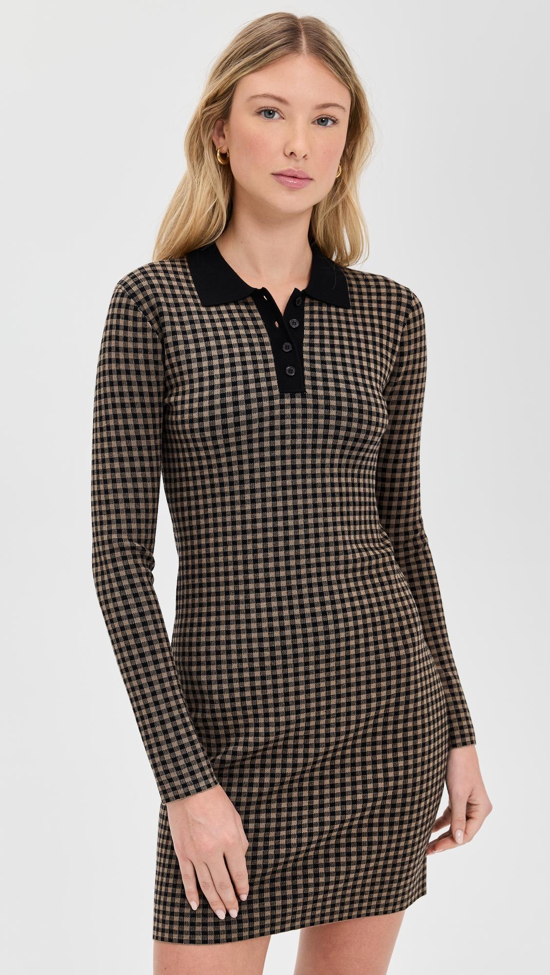 gingham knit polo dress