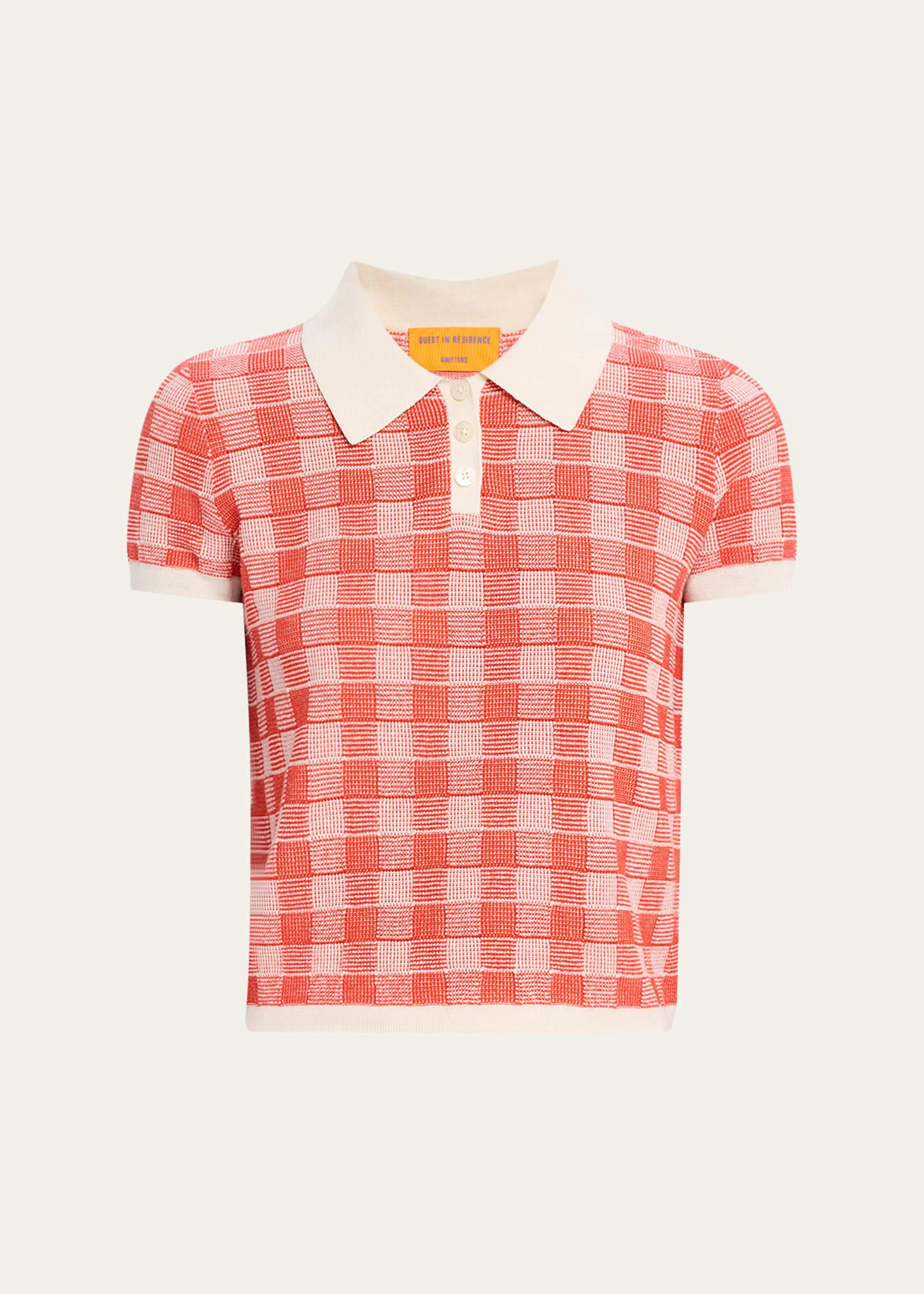 gingham shrunken polo