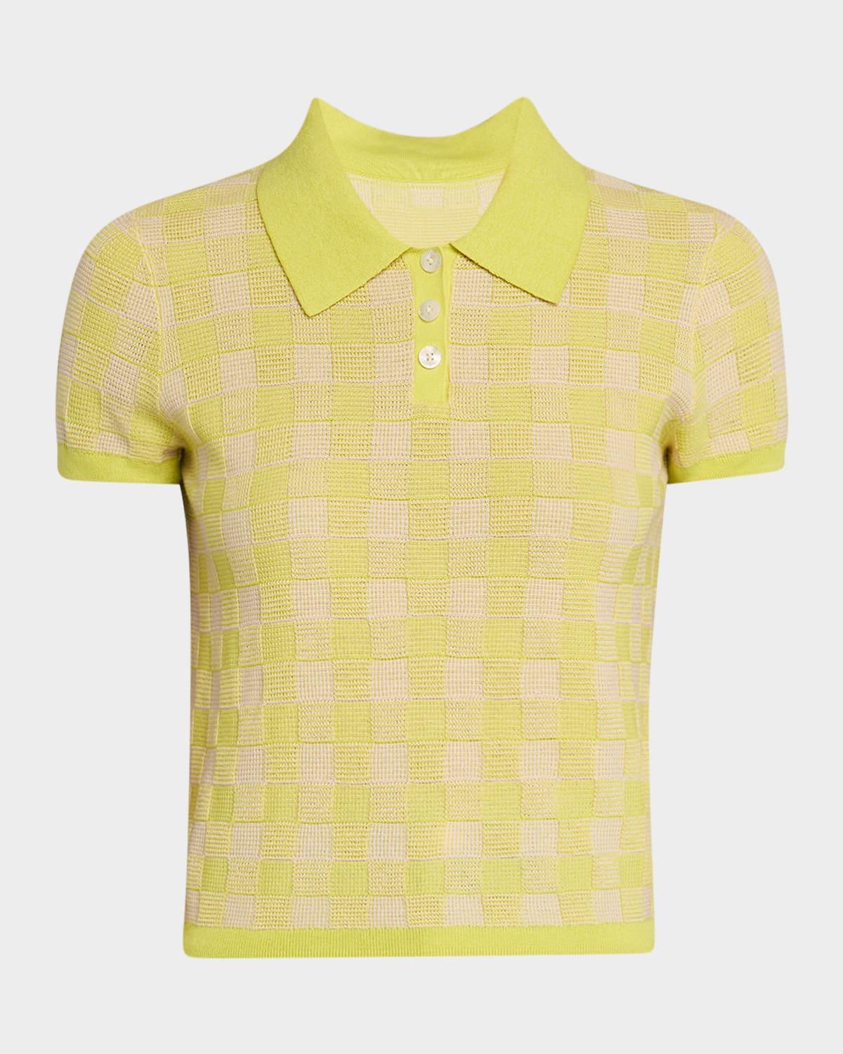 gingham shrunken polo