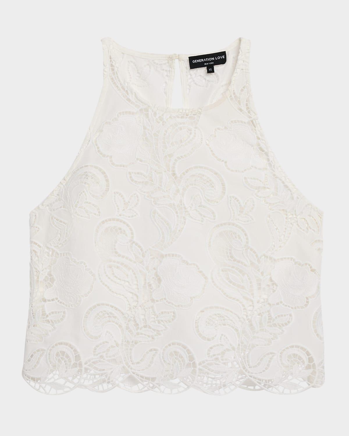 gionella embroidered sleeveless crop top