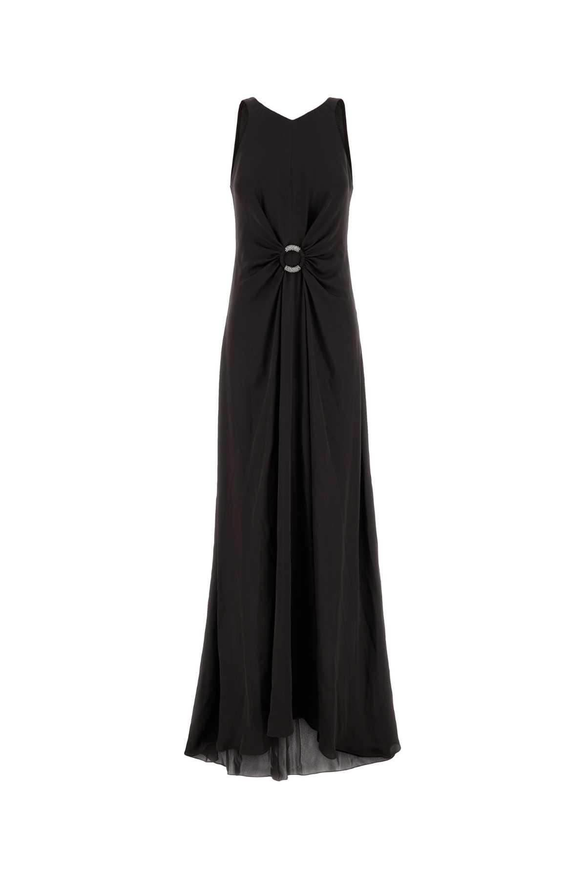 giorgio armani dark brown crepe long dress