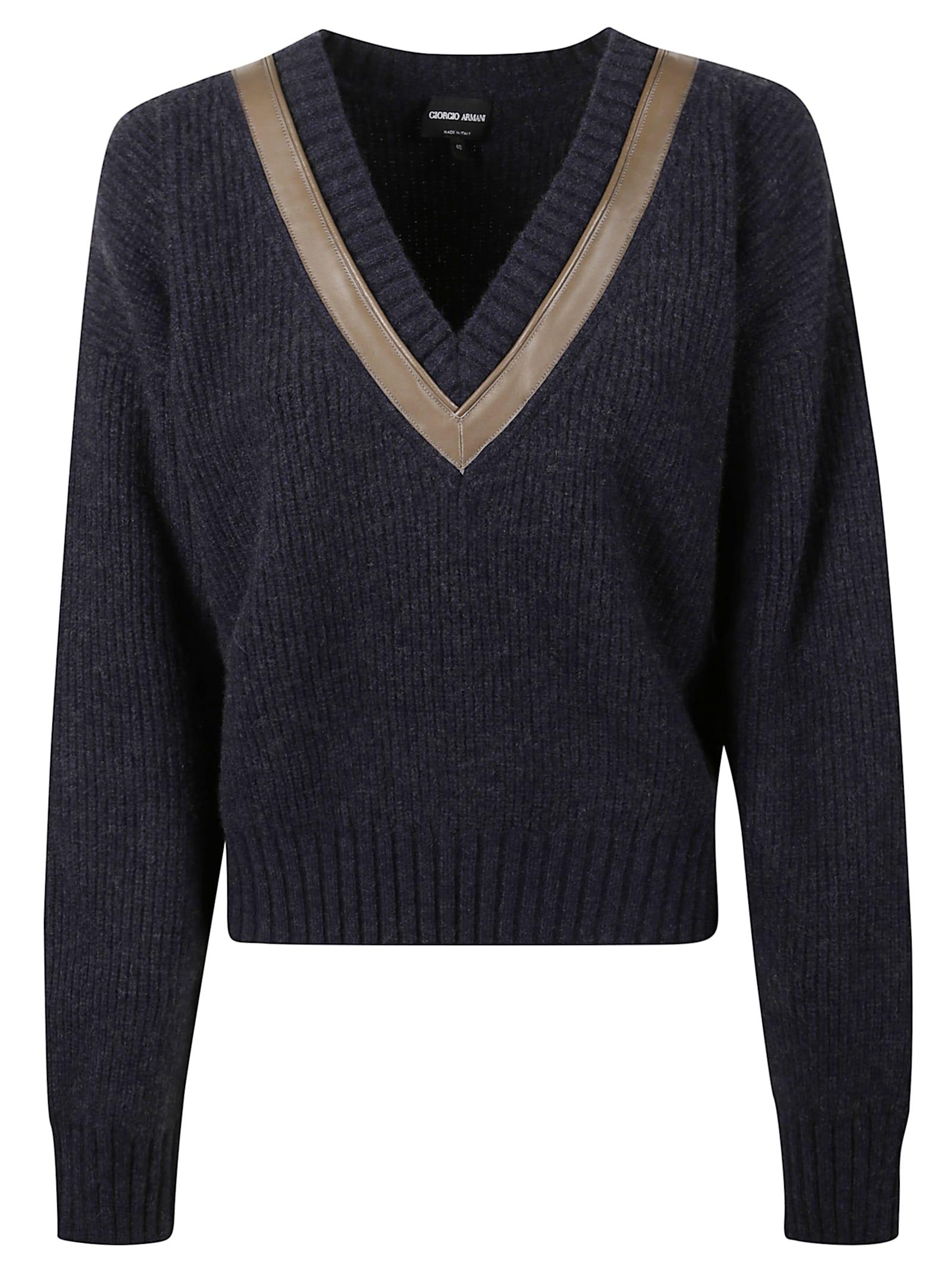 giorgio armani decorated v-neck sweater