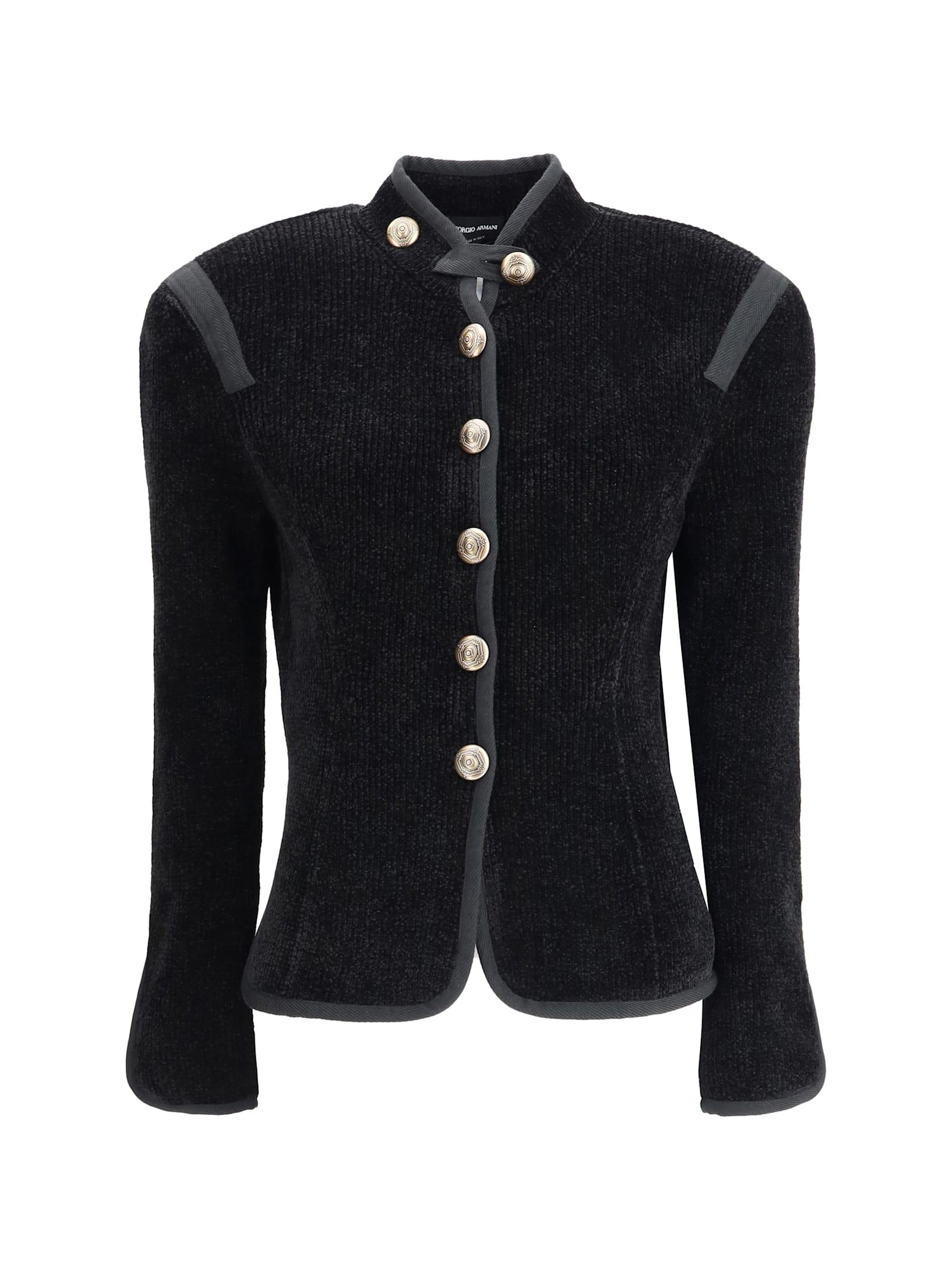 giorgio armani silk blazer with decorative metal shank buttons