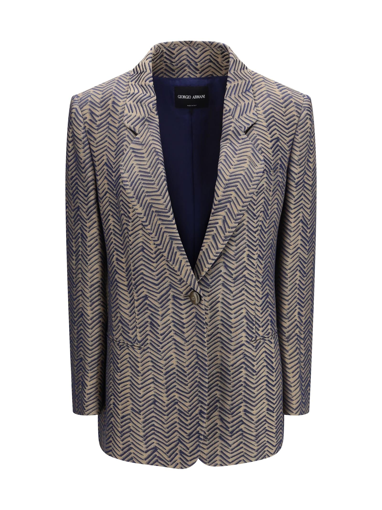 giorgio armani single-breasted jacket cchevron jacquard viscose