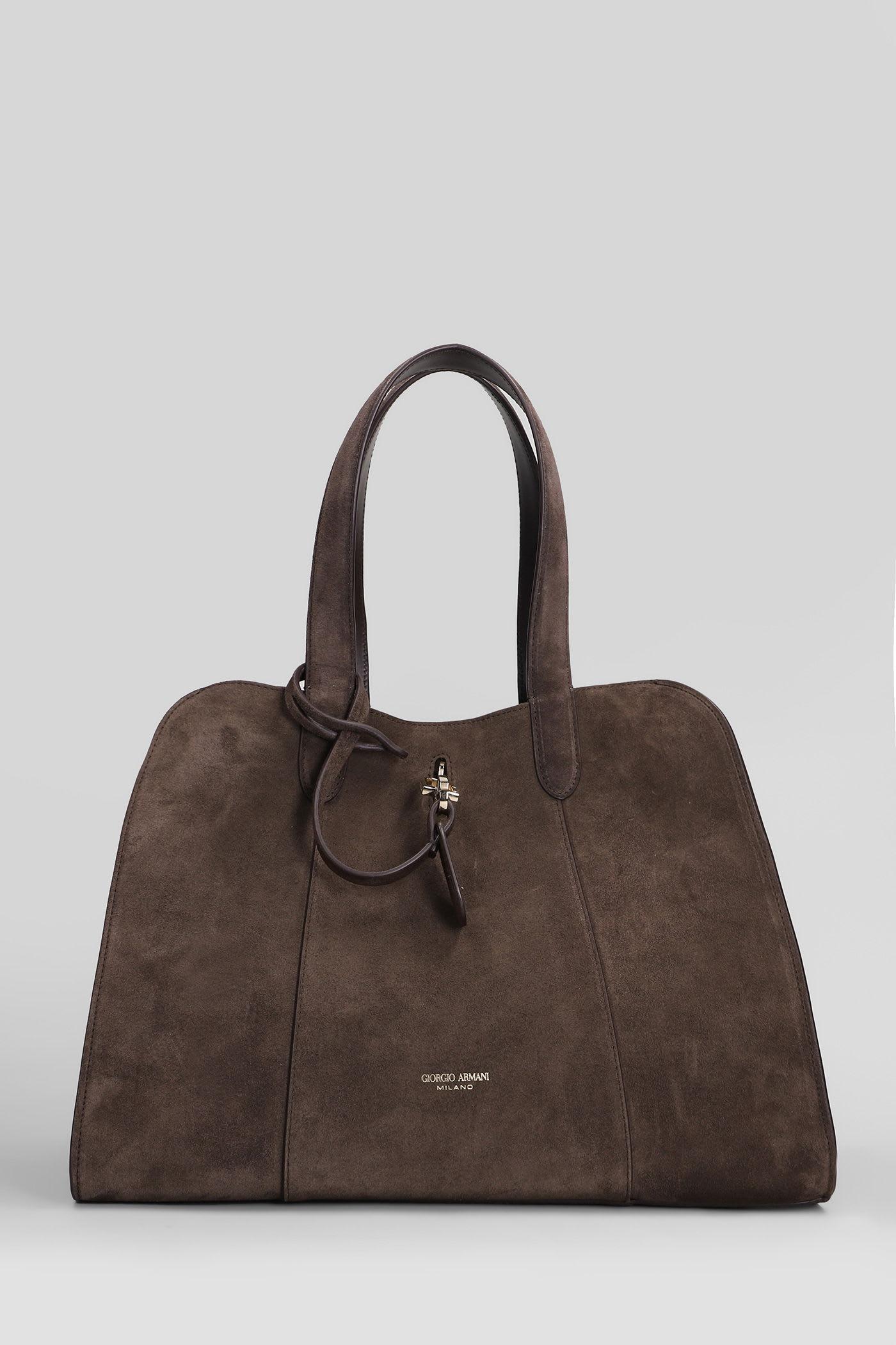 giorgio armani tote in brown suede