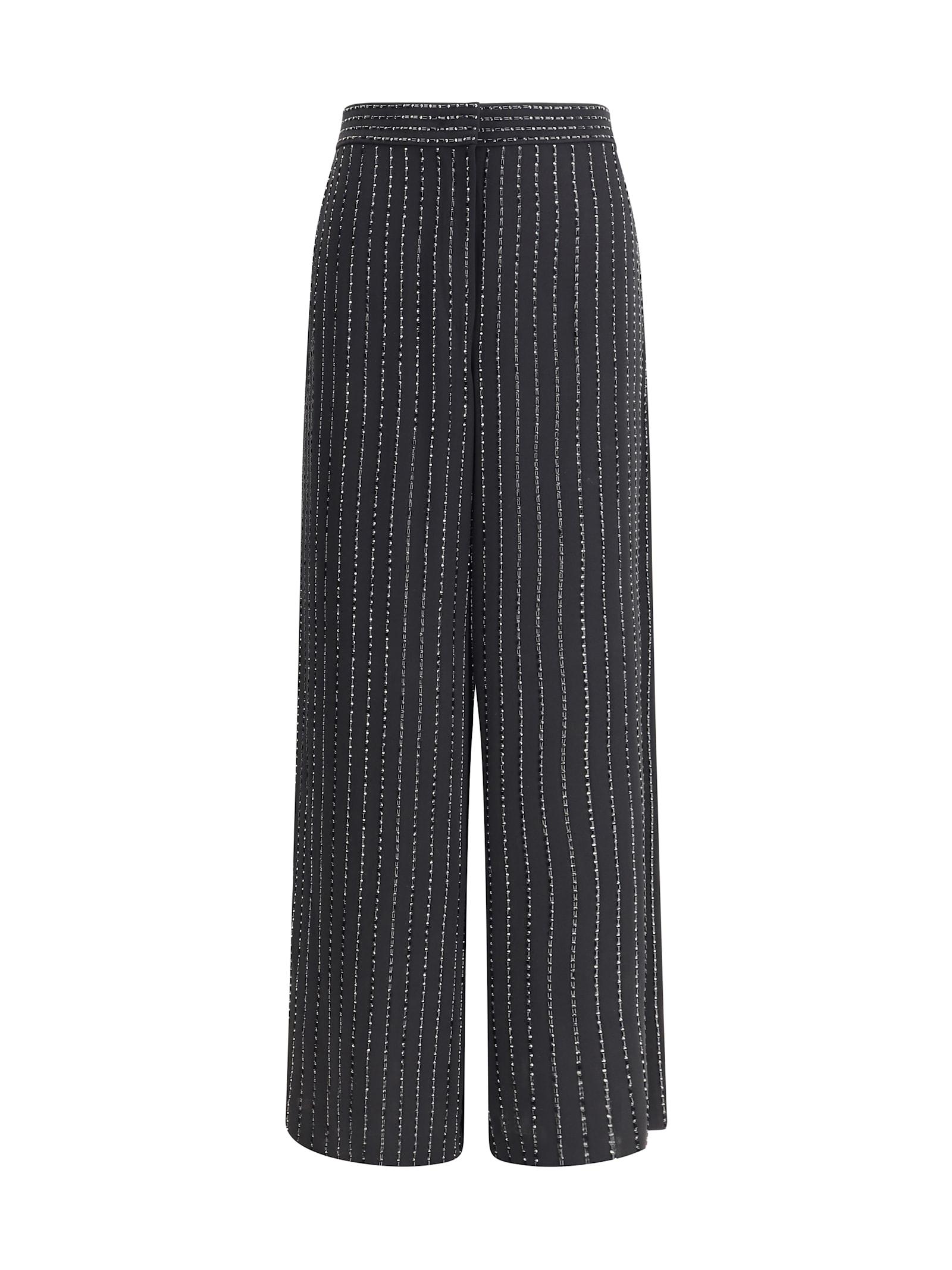 giorgio armani wide-leg silk pants with strass