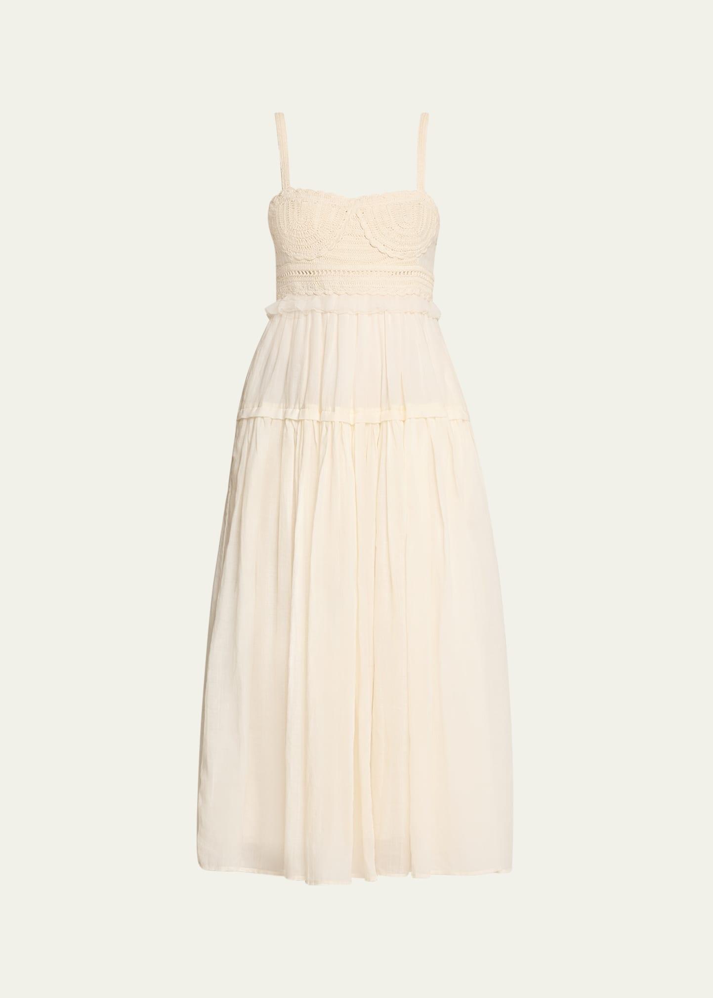 gisella embroidered a-line midi dress