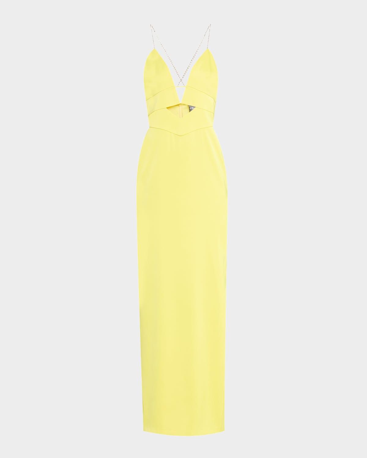 giselle cutout satin column gown