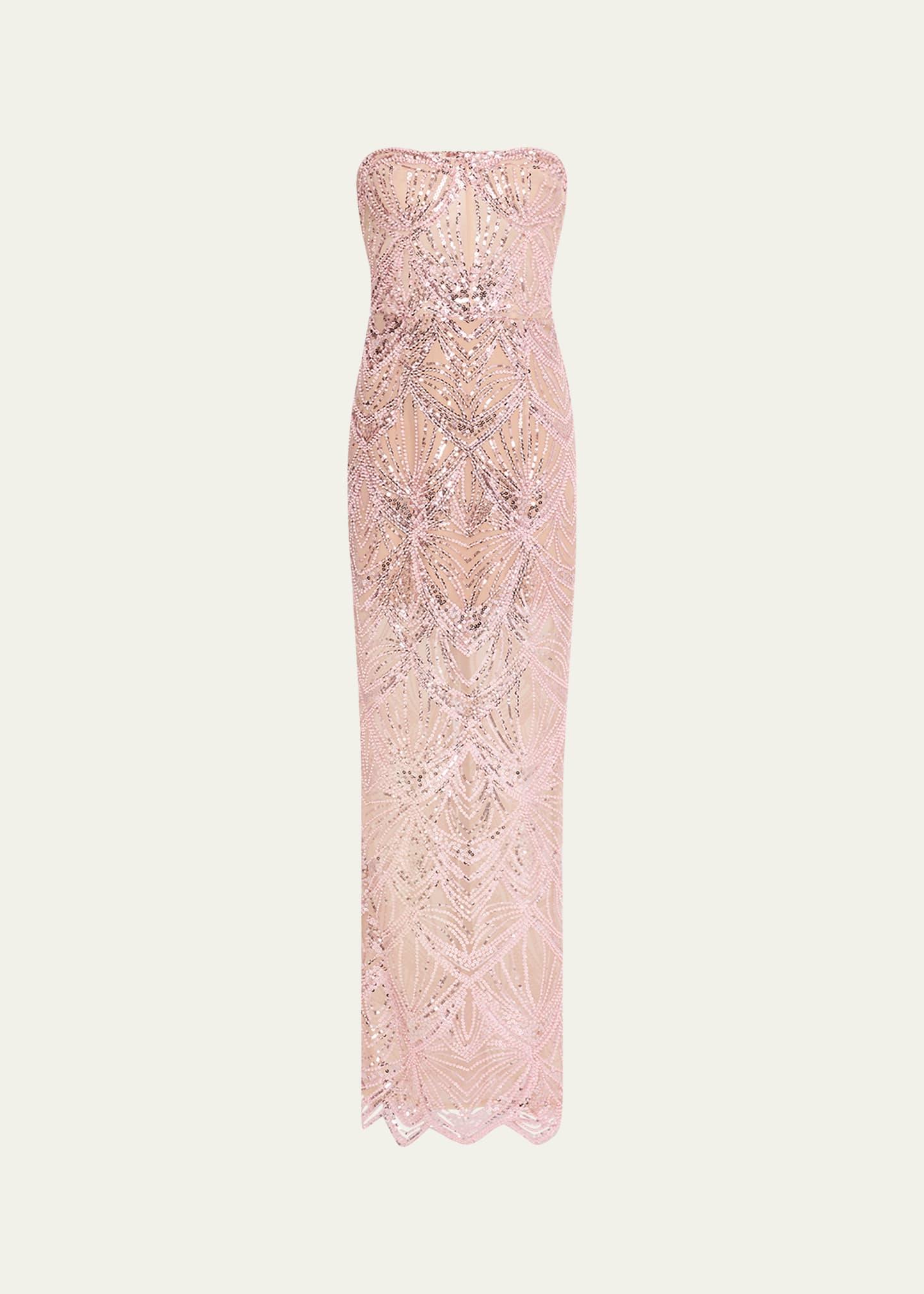 giselle strapless bead & sequin column gown