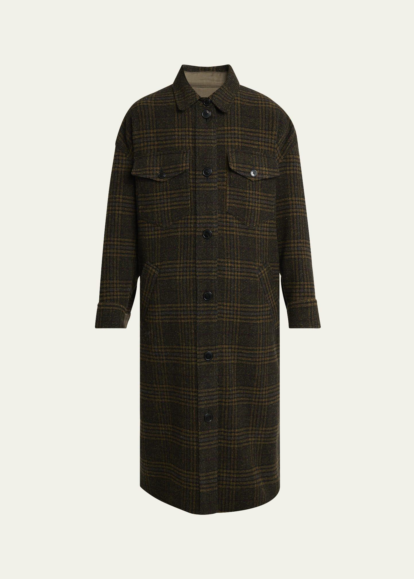 gislene long plaid shirt jacket