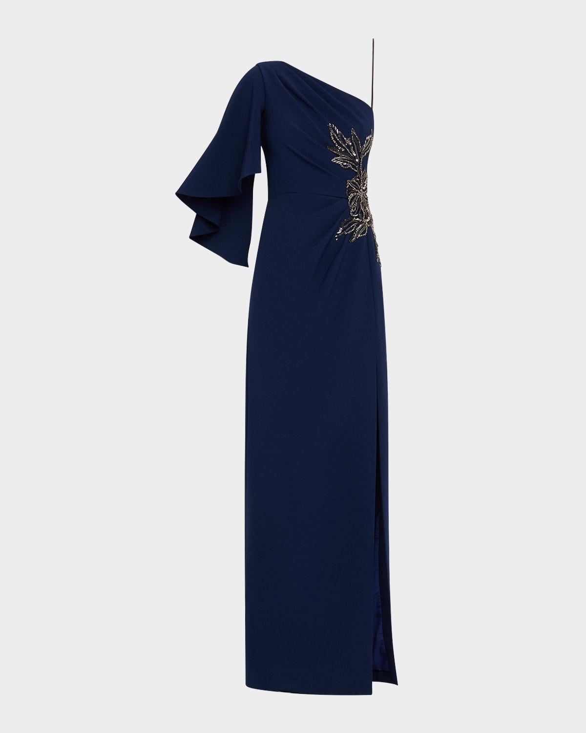 giuliana embellished crepe column gown