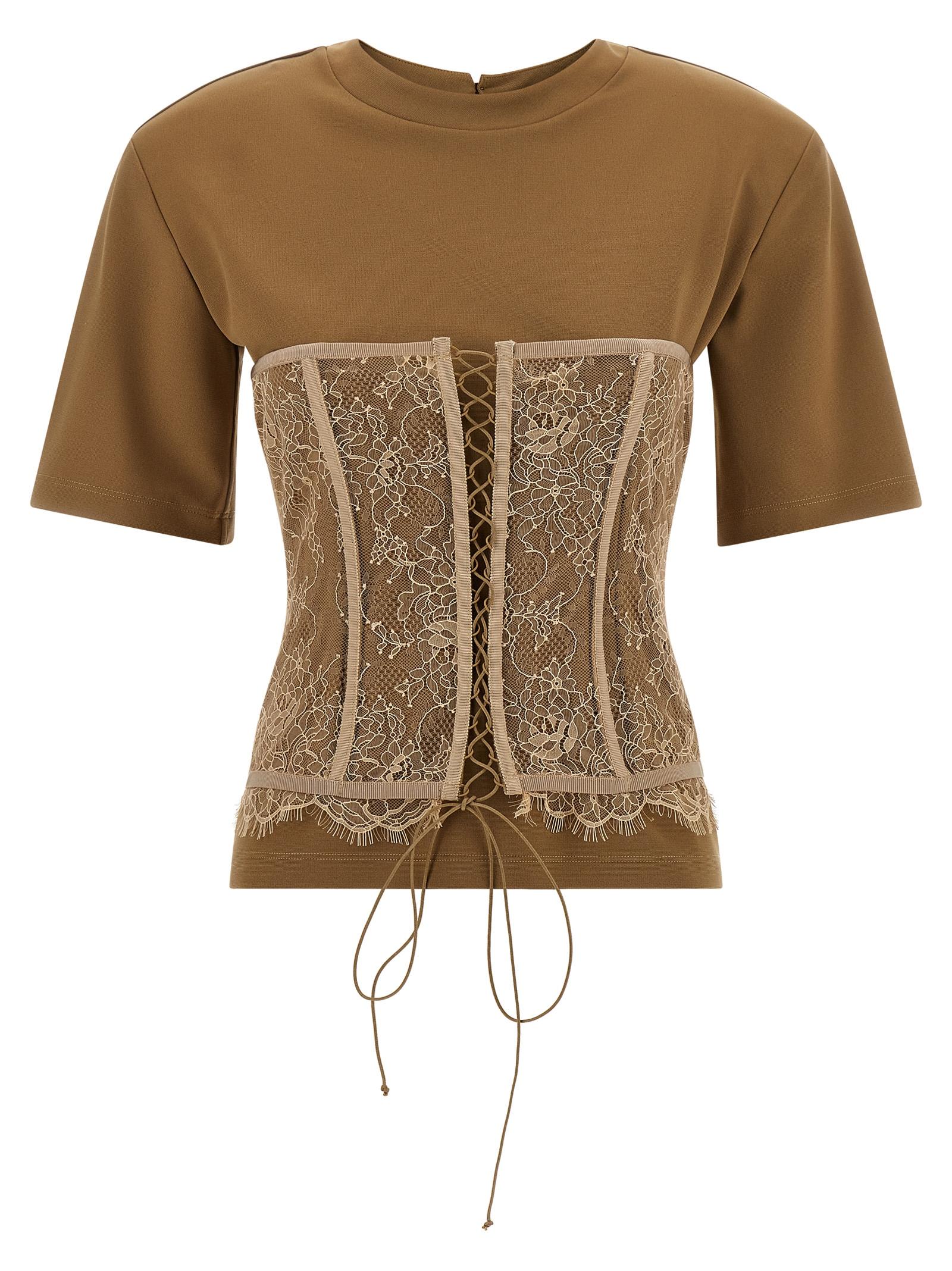 giuseppe di morabito bustier t-shirt brown viscose polyester elastane - women