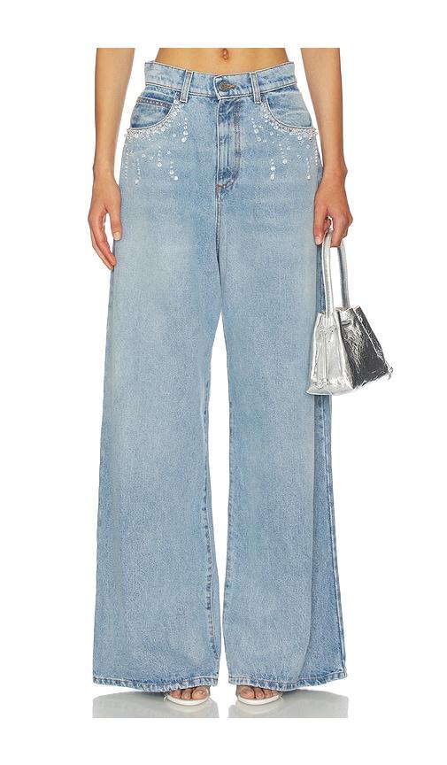 giuseppe di morabito denim wide leg in blue.