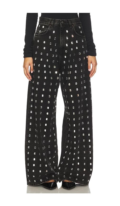 giuseppe di morabito embellished wide leg jean in black.