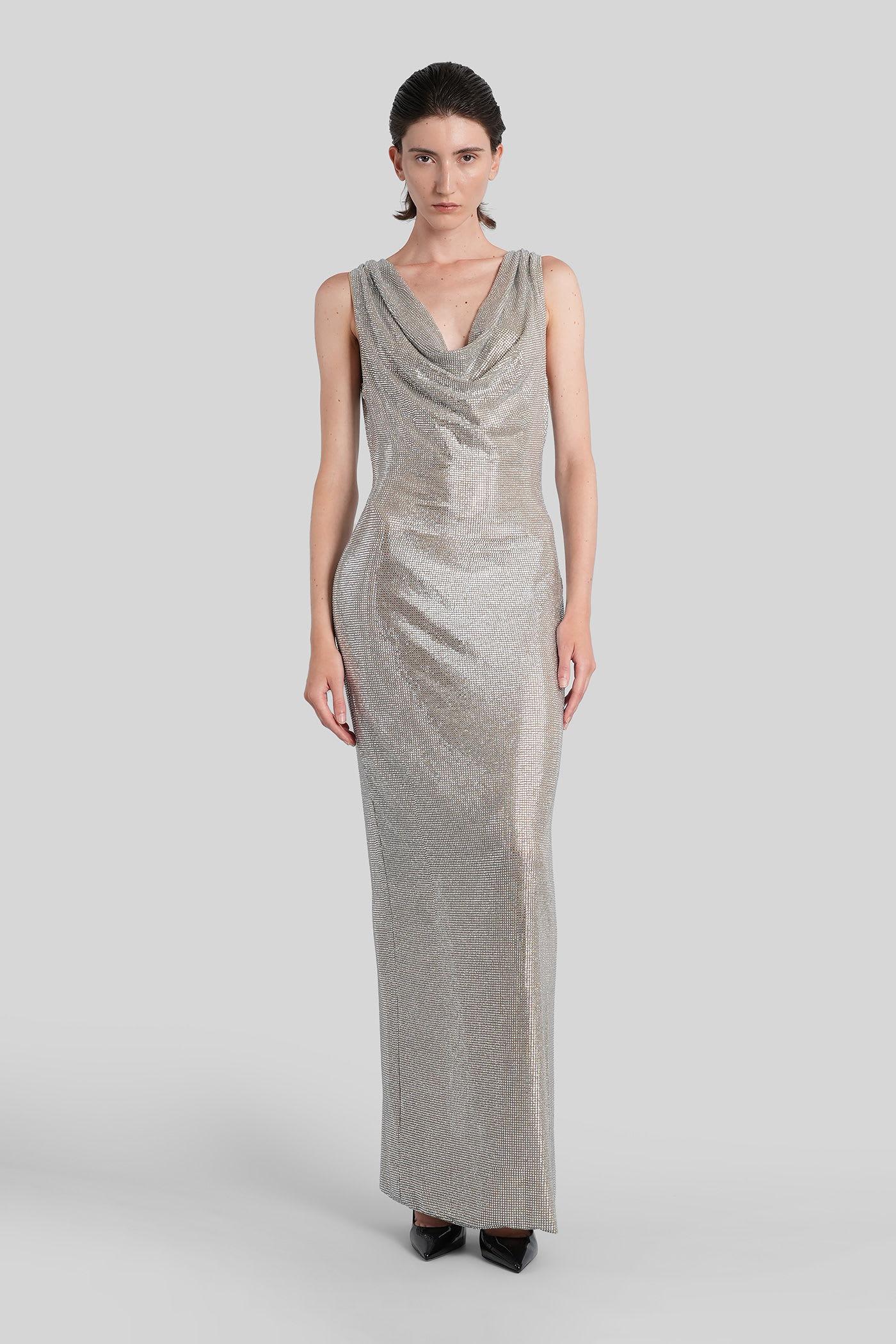 giuseppe di morabito long dress in silver polyamide