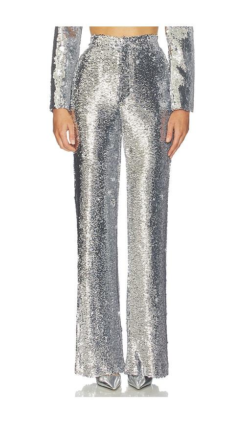 giuseppe di morabito sequin pant in metallic silver, grey.