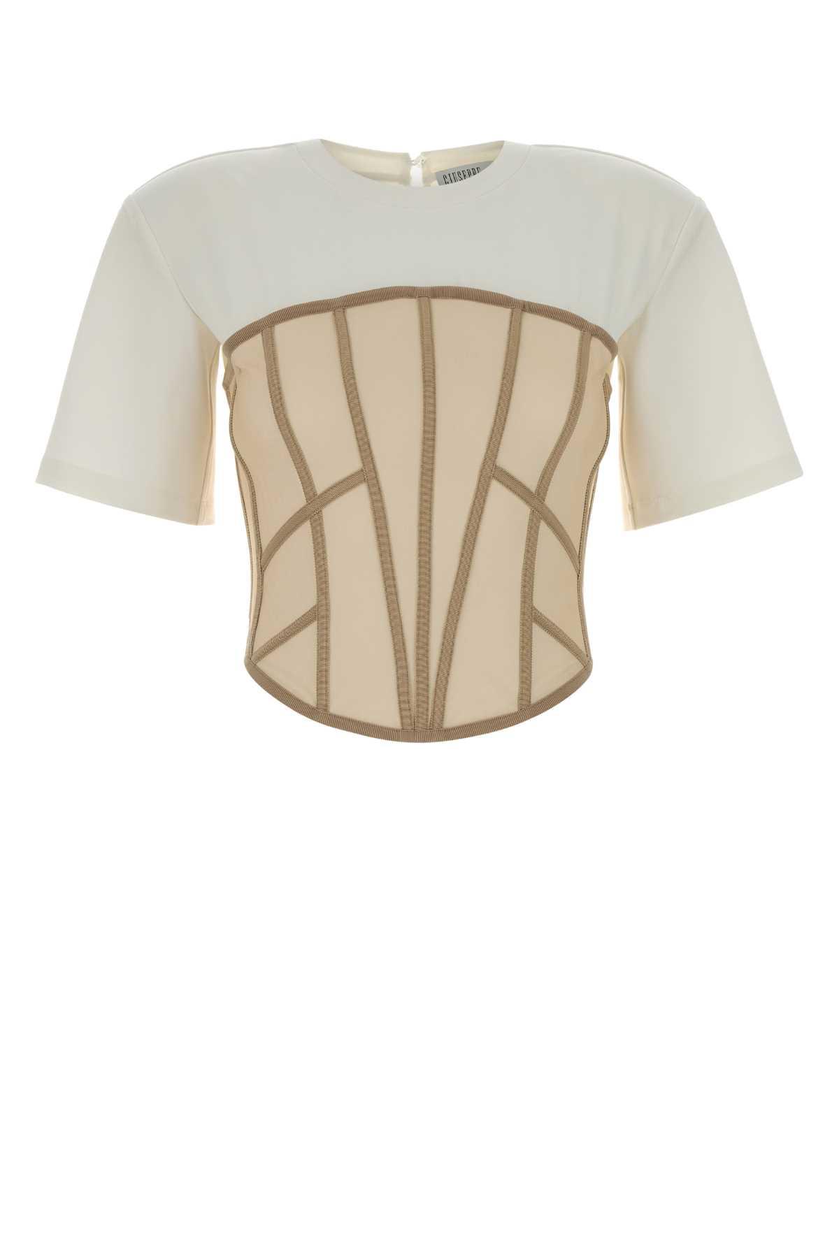 giuseppe di morabito two-tone stretch jersey and mesh t-shirt
